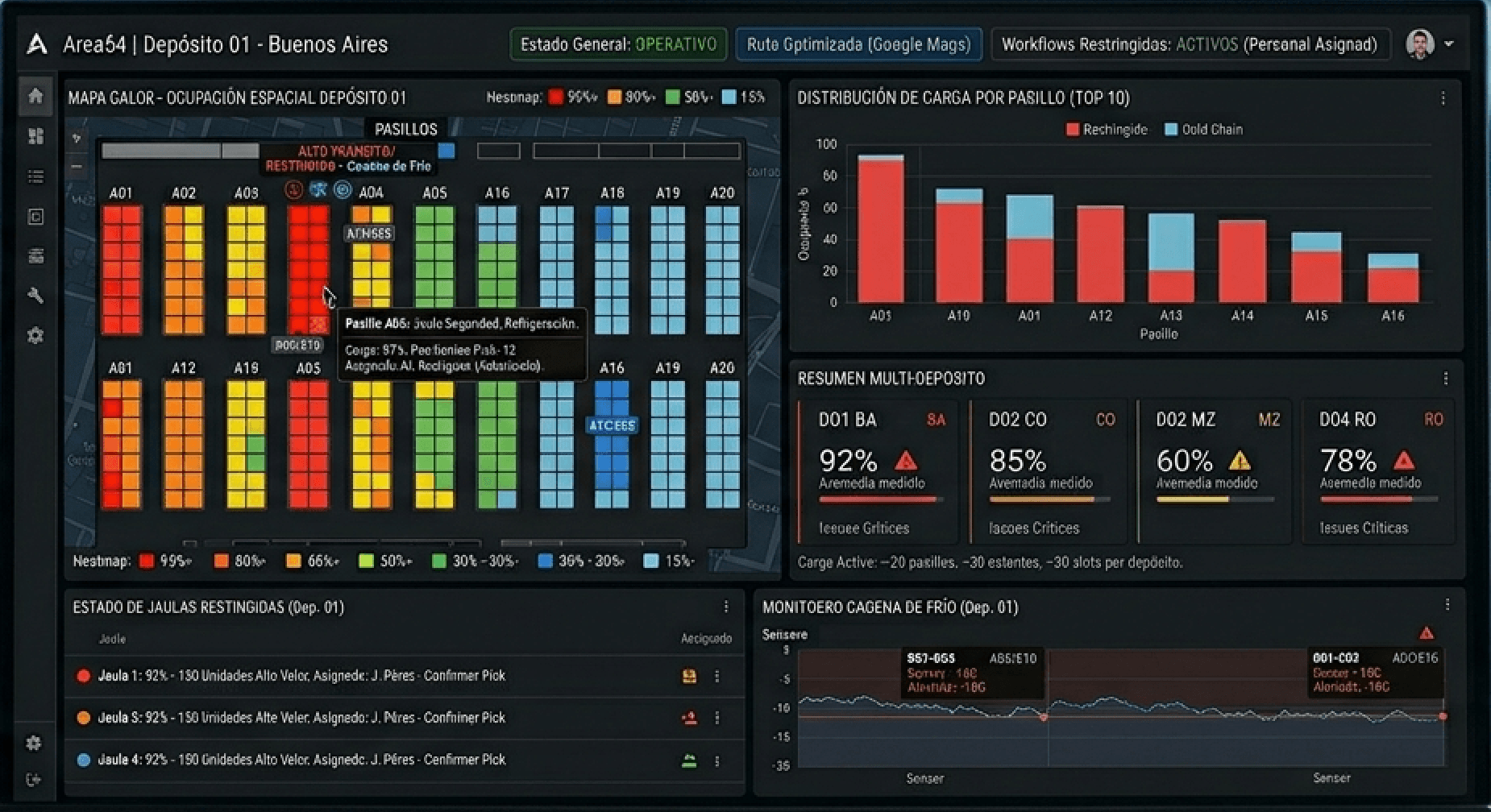 Area54 warehouse heatmap dashboard