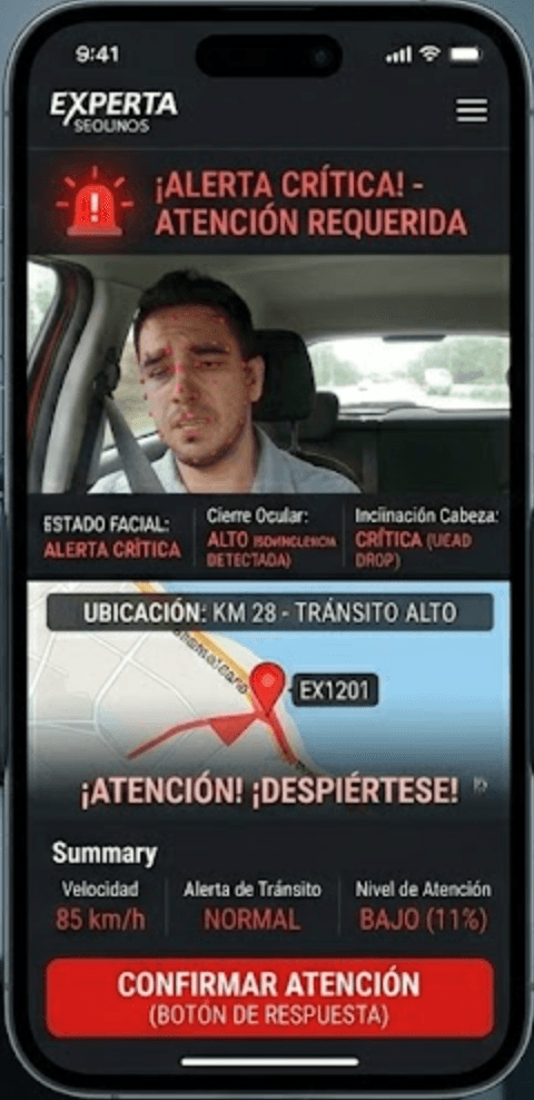 Experta mobile driver critical alert