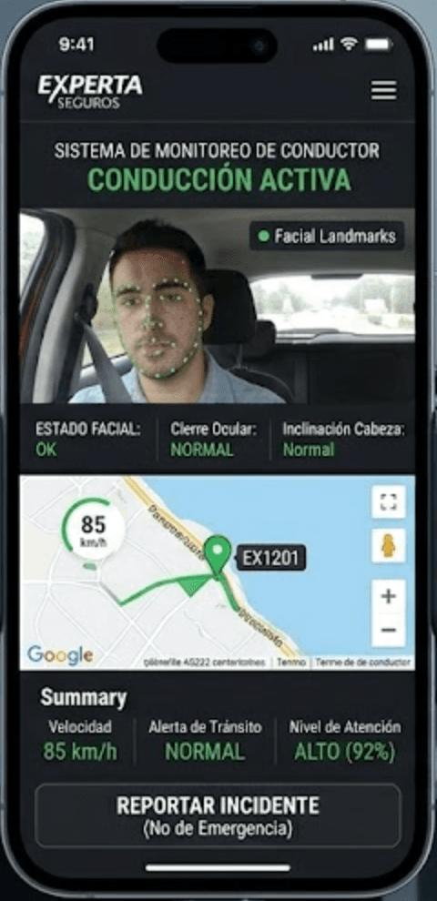 Experta mobile driver monitoring normal state