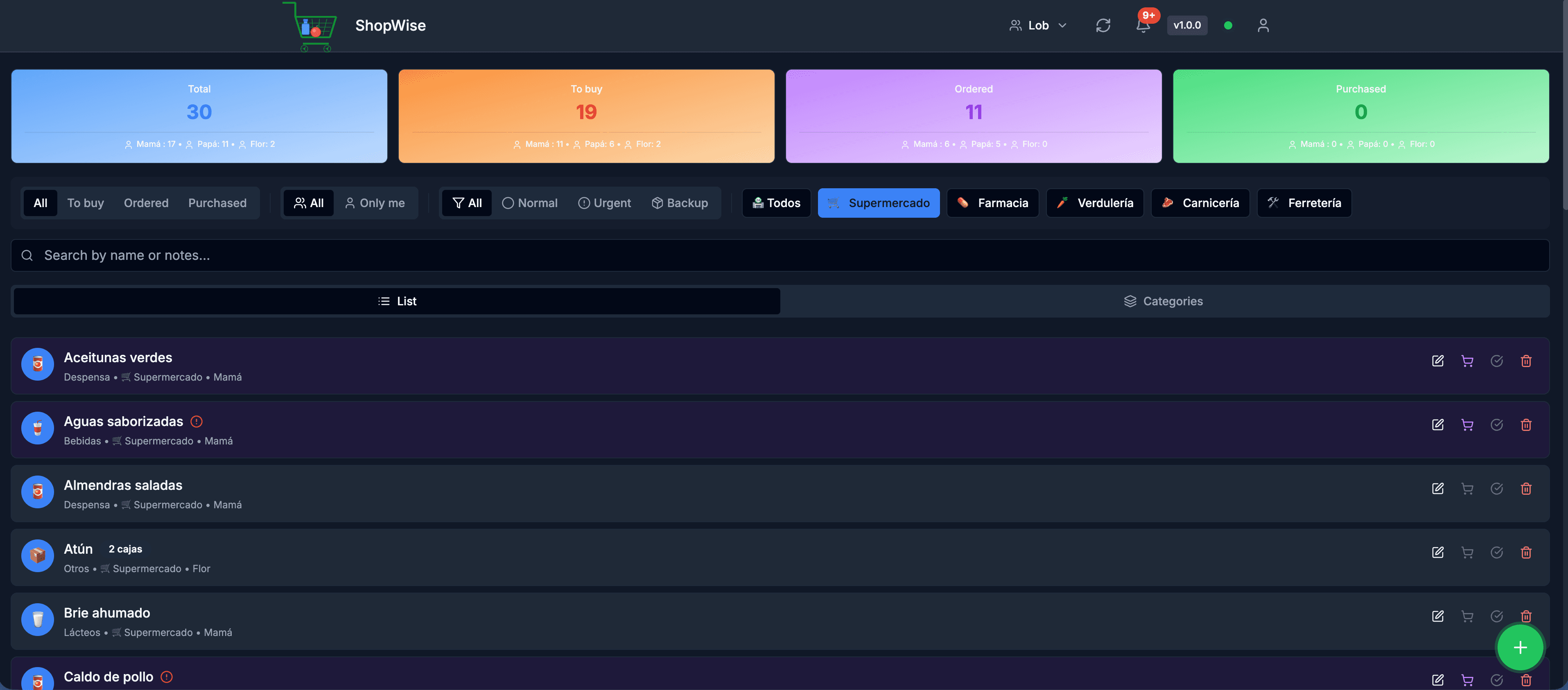 ShopWise web dashboard